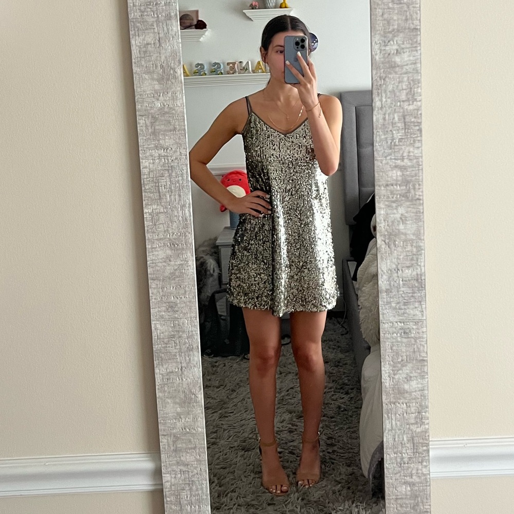 Gold/Silver Sequin Abercrombie Short Loosefit Minidress XS